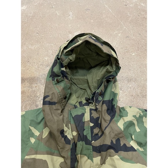 Tennier ECWCS Parka Jacket Mens Medium Woodland Camo Hooded Nylon Cold Weather - Picture 4 of 16